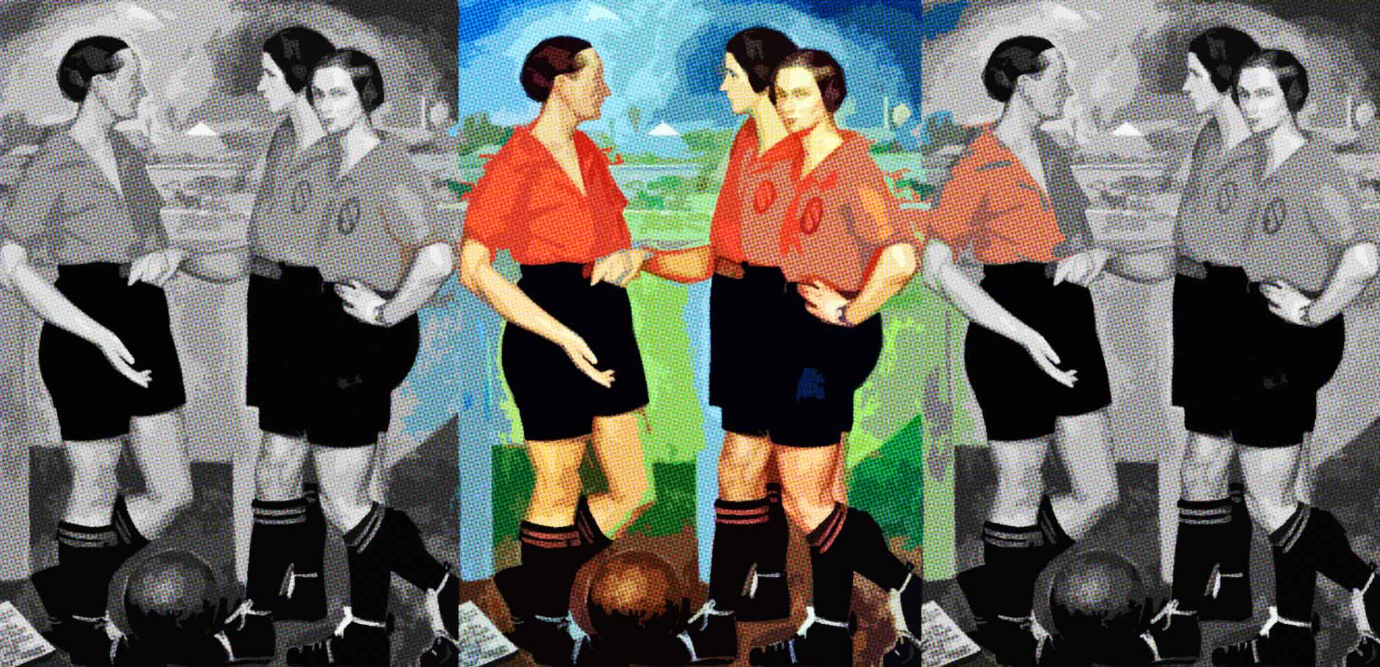 Las futbolistas: pintura de Ángel Zárraga
